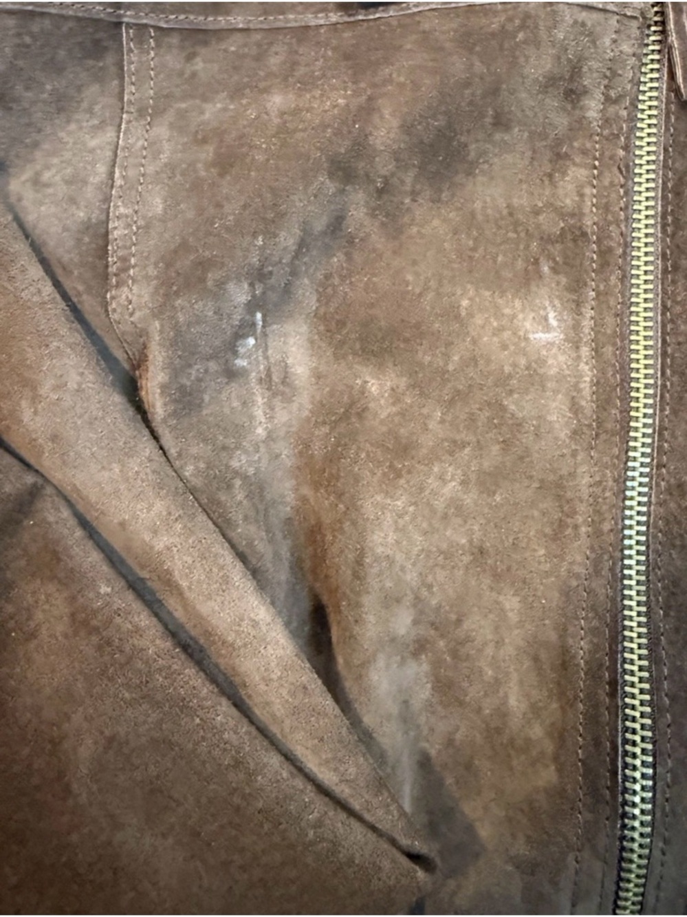Isaac Mizrahi Women's XXL 100% Suede Leather Full Zip Motorcycle Jacket Brown - Picture 3 of 10